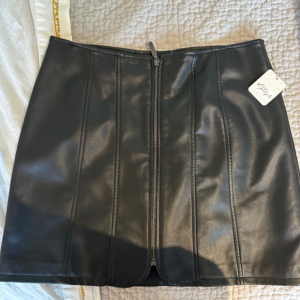 NWT Free People Leather Mini Skirt